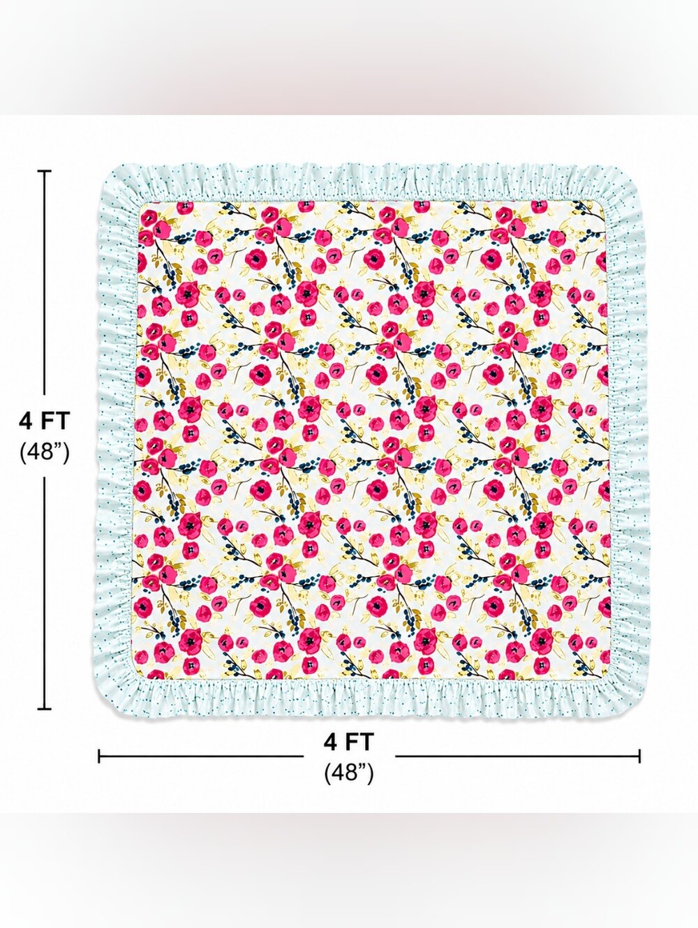 SWEET HONEY Floral Ruffle Baby Blanket in Pink and Mint